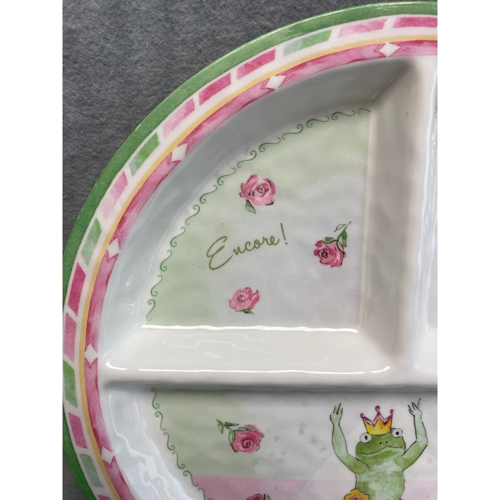 Baby Cie Plate Divided Frog Ballerina Encore Bravo Pink Green Eating Meals - Picture 4 of 8